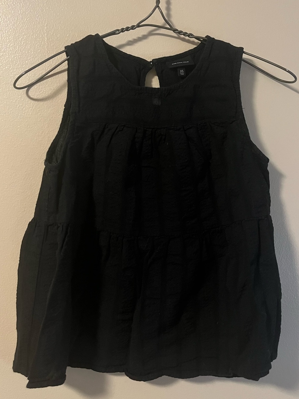 Who What Wear Black Cotton Tiered Tank Top Extra Small